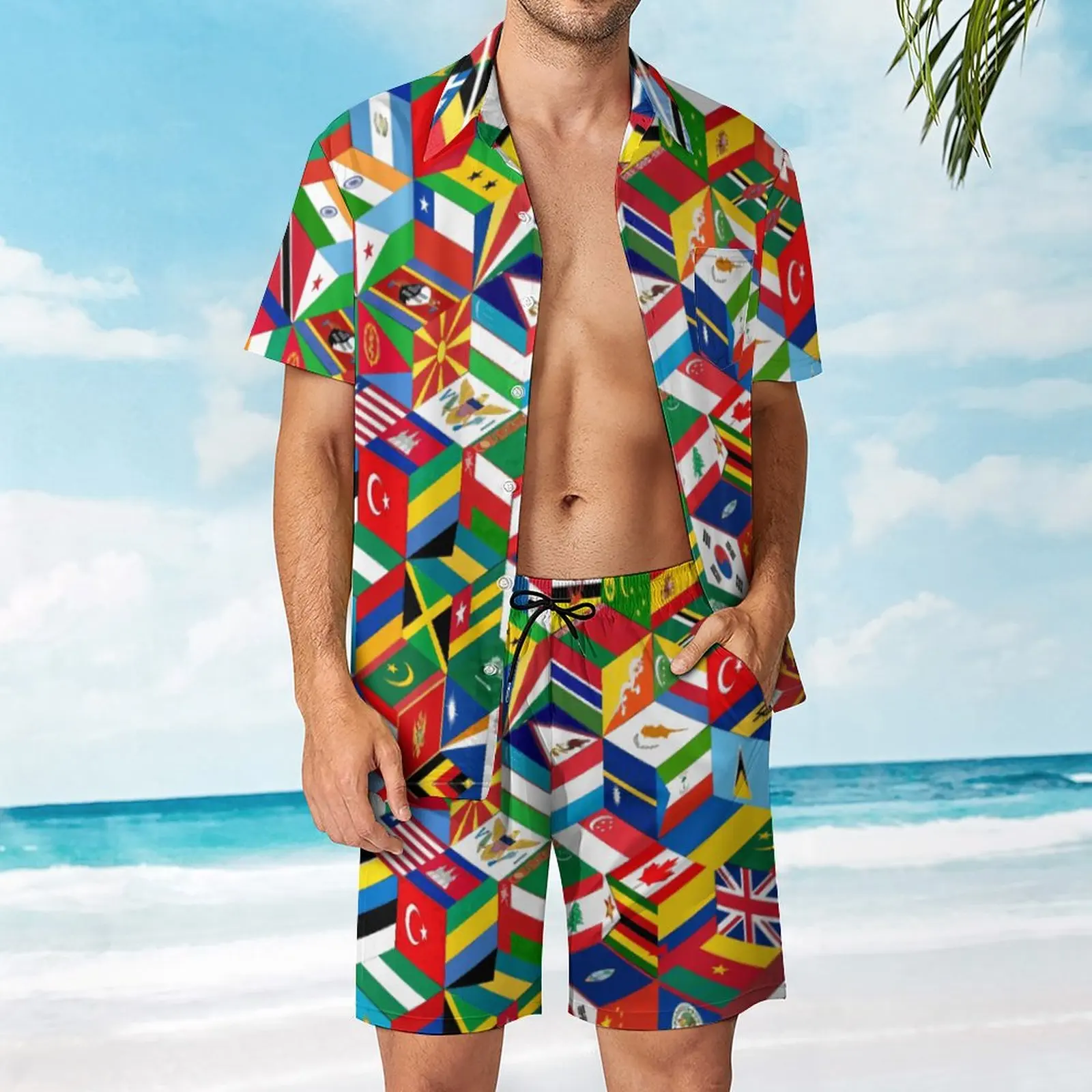 

Более 100 флагов стран мира, Международный подарок, Мужской пляжный костюм, Забавное платье-штаны из 2 предметов, высокое качество, Leis