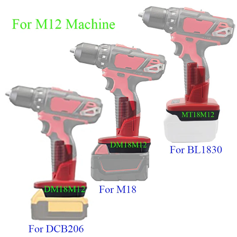 Mt18m12 dm20m12 adapter konverter für makita für dewalt 18v 20v für m18 lithium ionen batterie für milwaukee 12v für m12 elektro werkzeug