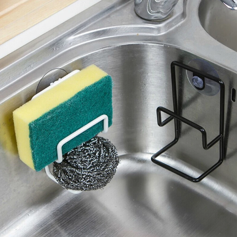 

Kitchen Metal Sink Drain Rack Wall Sucker Sponge Storage Drying Holder Sink Soap Stand Dish Cloth Shelf Organizer Products