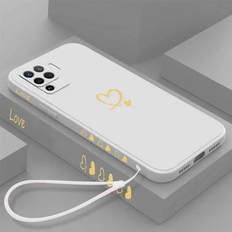 Love Heart Liquid Lanyard Silicone Phone Case