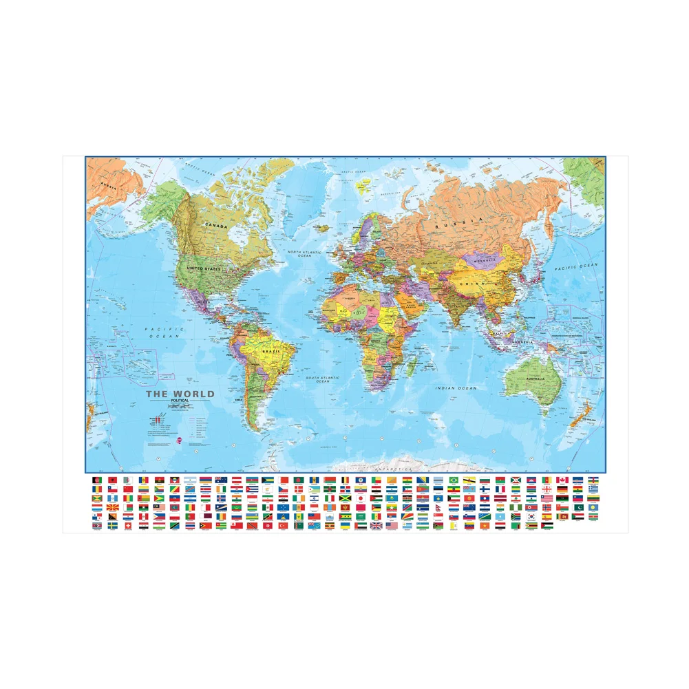 120x80cm The World Map in English Painting Wall Art Poster Printed Decorative Hanging Picture Living Room Office School Supplies world map poster