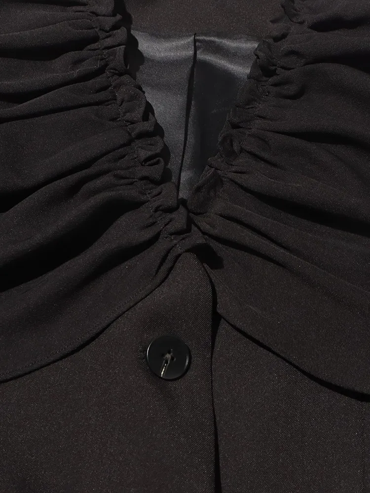 BPN Casual Solid Blazer For Women V Neck Long Sleeve Patchwork Single Breasted Minimalist Blazers Female Fashion Clothing New