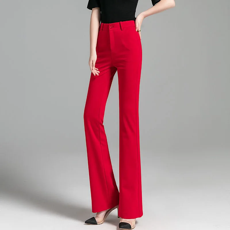 Office Lady Suit Pants 2023 Korean Fashion Plus Size Stretch Flare Trousesr All-Match Solid Colors High Waist Pantalones S-3XL