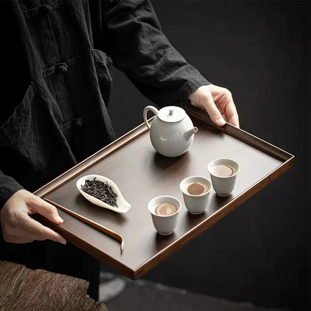 

Wooden Bamboo Tray Black Walnut Color Tray Tableware Food Tray Kitchen Dinner Party Tea Bar Kitchen Essentials