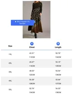 Plus Size Elegant Dress Women's Star Leopard Print V-neck Dress Stretch Slim Dress With Long Sleeves - Image 4