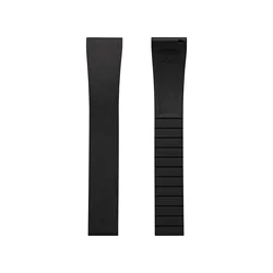 Sleek Fluororubber Watch Strap with Fast - Release Silver Buckle - 22mm (Black)