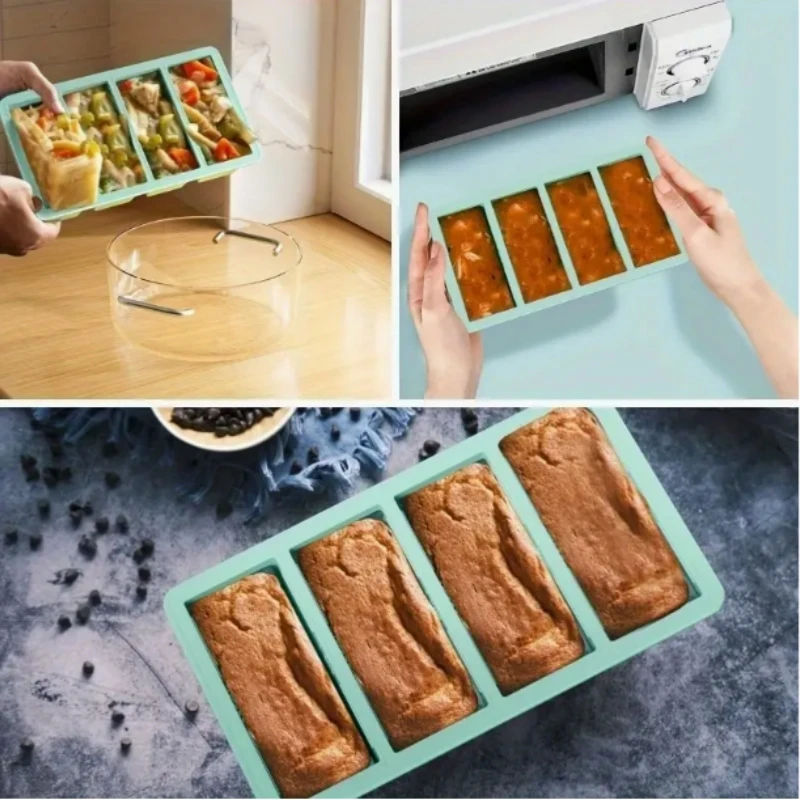 1pcs Silicone 4-Link Silicone Square Ice Grid With Cover For Ice Block Making Mold Creative Making Box Cube Maker ice mold ice cream molds
