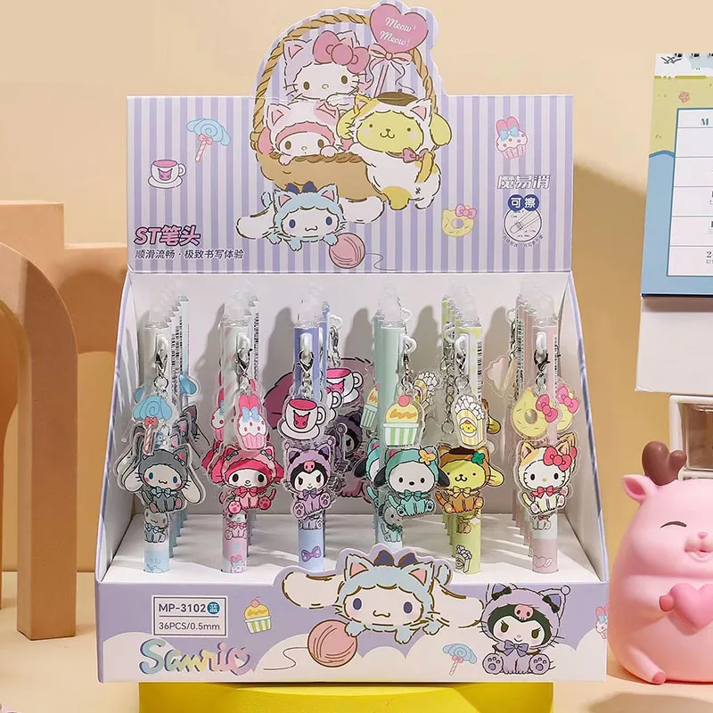 

36 шт/лот Sanrio стираемый кулон гель Пен мило 0,5 мм черно-синие чернила нейтральные ручки рекламные школьные принадлежности офиса