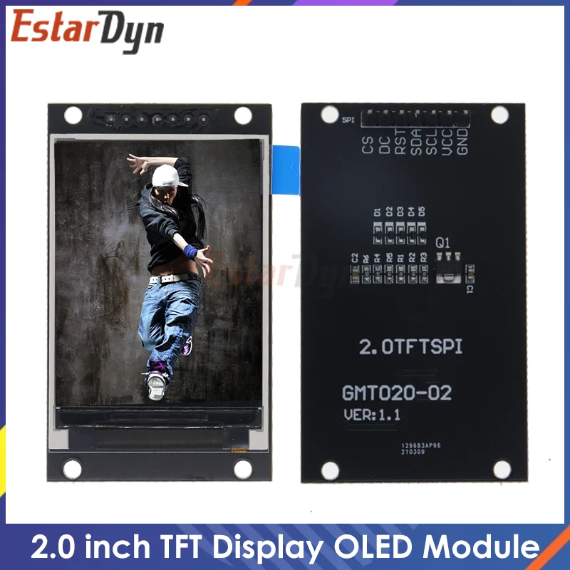 2.0 inch TFT Display OLED LCD Drive IC ST7789V 240RGBx320 Dot-Matrix SPI Interface for Arduio Full Color LCD Display Module