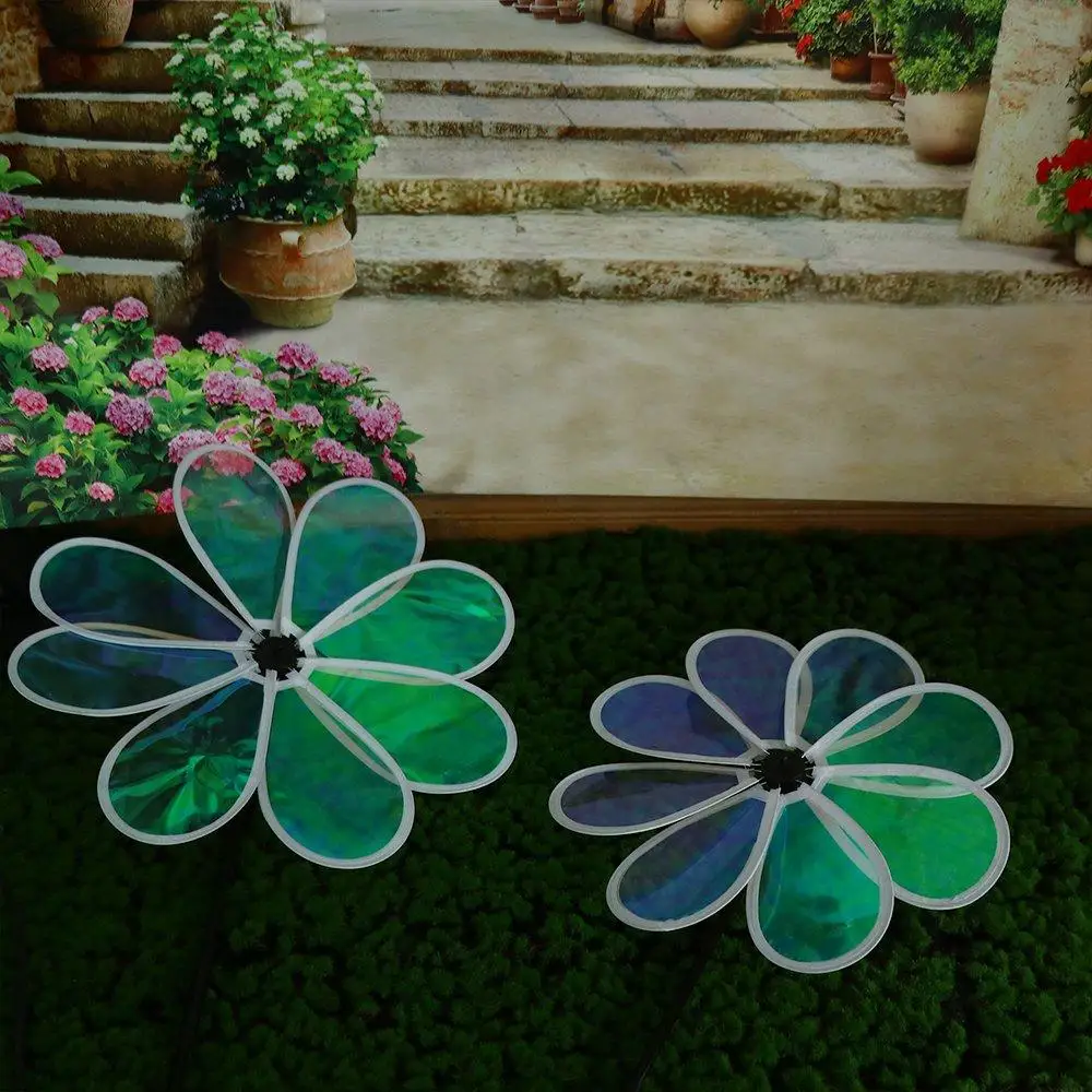 Windmill Toys Cute Multifunctional Kindergarten Eight Leaf Windmill Transparent Flower Color Film Windmill Toys Bird Repelling