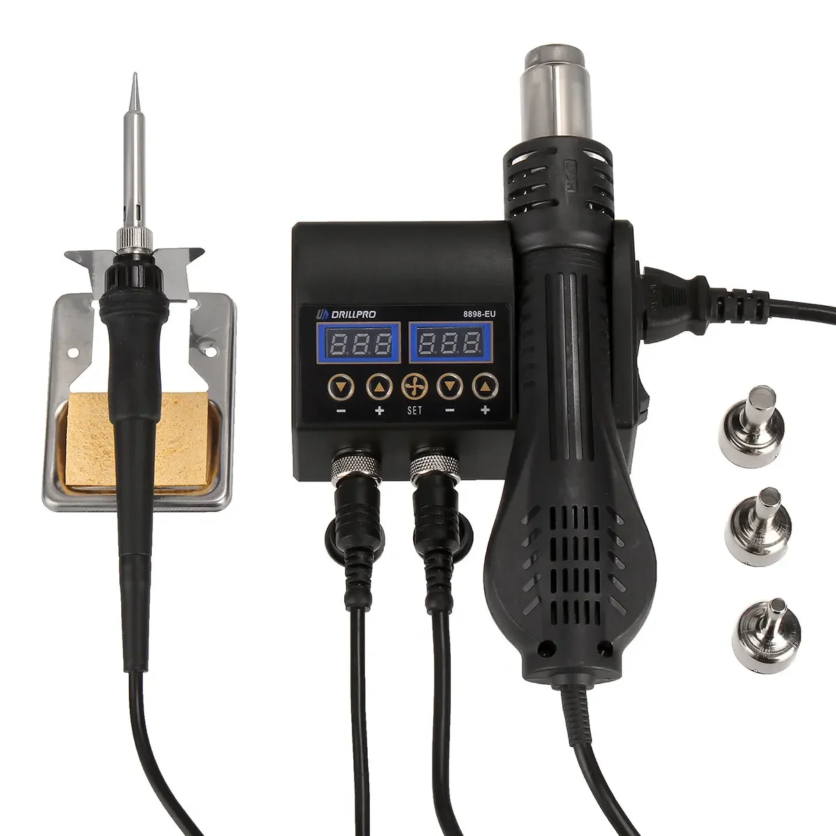 

Hot Air Gun Heater 2 in 1 220V/110V Soldering Station LCD Digital Display Soldering Iron Welding for BGA SMD PCB IC Repair