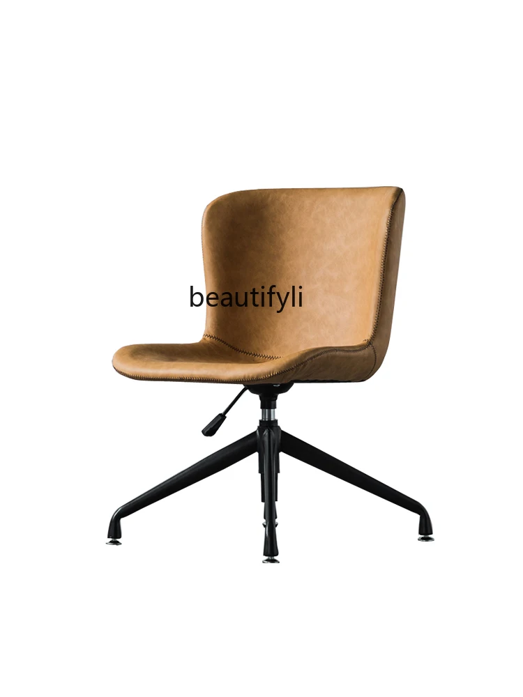 

Computer Chair Comfortable Long-Sitting Retro Swivel Design Simple Seat Light Luxury Office Chair Home Nordic Study Chair