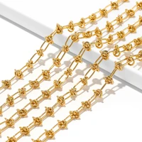 Gros nœud épais en acier inoxydable pour hommes, colliers Hip Hop bricolage, résultats de colliers de la présidence, fournitures de bracelets, bijoux exécutifs, or, 1 mètre 1