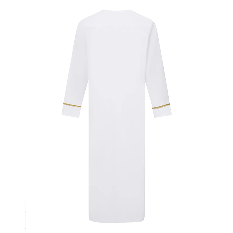 Men s Traditional Moroccan Kaftan Robe with Intricate Gold Embroidery Long Sleeves and Loose Fit for Ethnic Style Costume