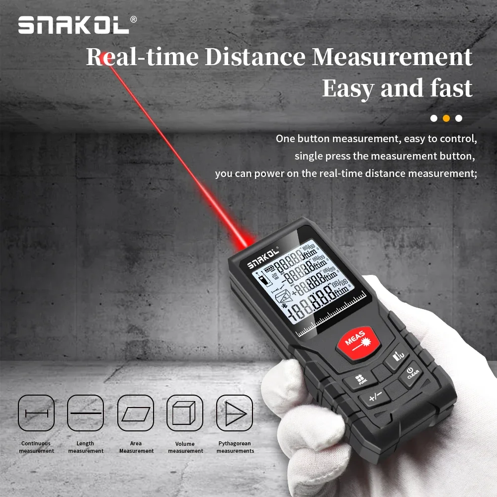Laser Rangefinder Distance Meter Laser Tape Measure Digital Tape Measure Snakol Laser Distance Meter 50m 70m 100m 120m Professional Rangefinder with Digital Tape Measure Functionality Precision Ruler