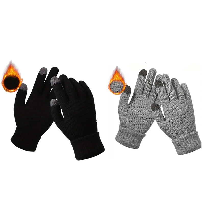 Thermal touchscreen gloves for winter outdoor skiing fishing hiking windproof anti-slip elastic cuff