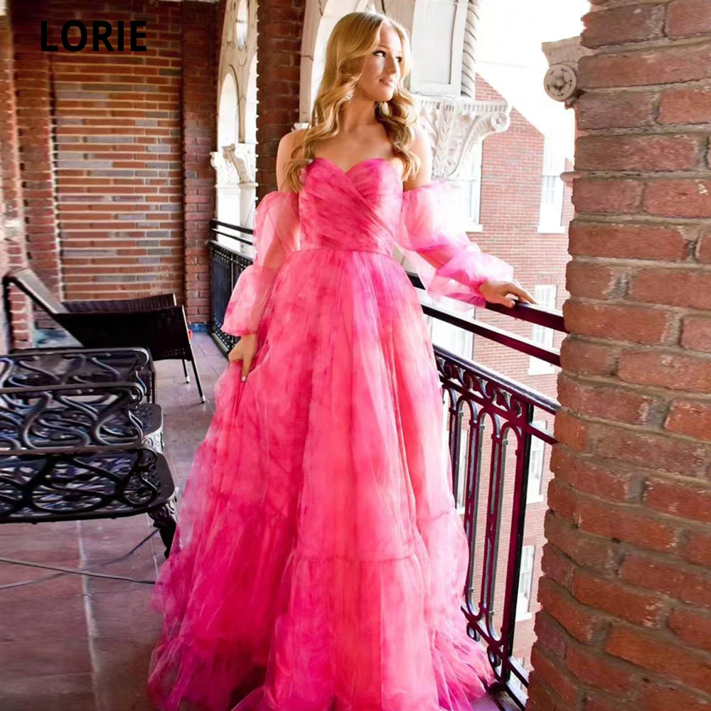 

LORIE Elegant A-line Tulle Prom Dresss Tiered Vestido Novia Longue Robe De Soiree Sweetheart Detachable Sleeves Vestidos De gala