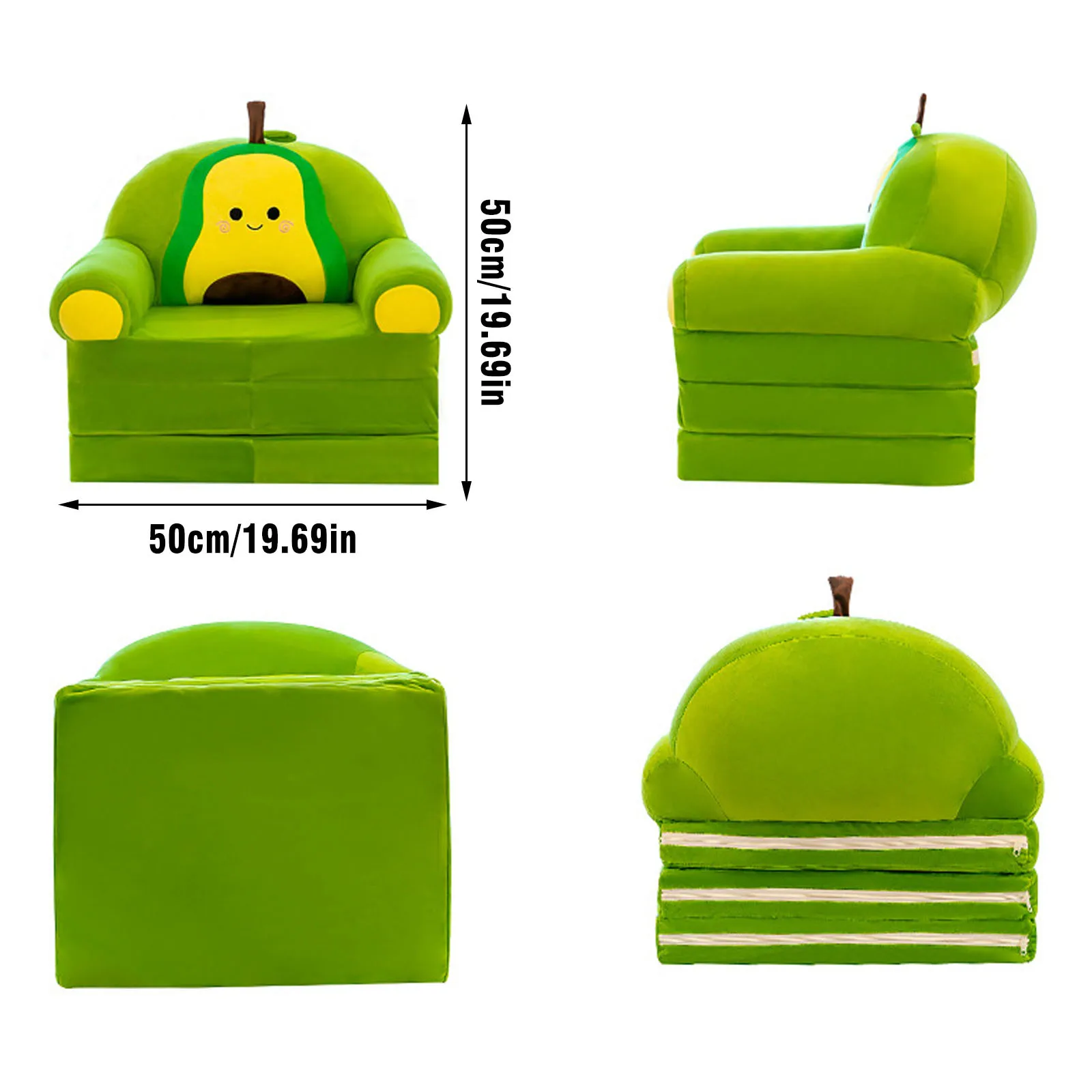 Foldable Plush Kids Sofa Bed with Backrest