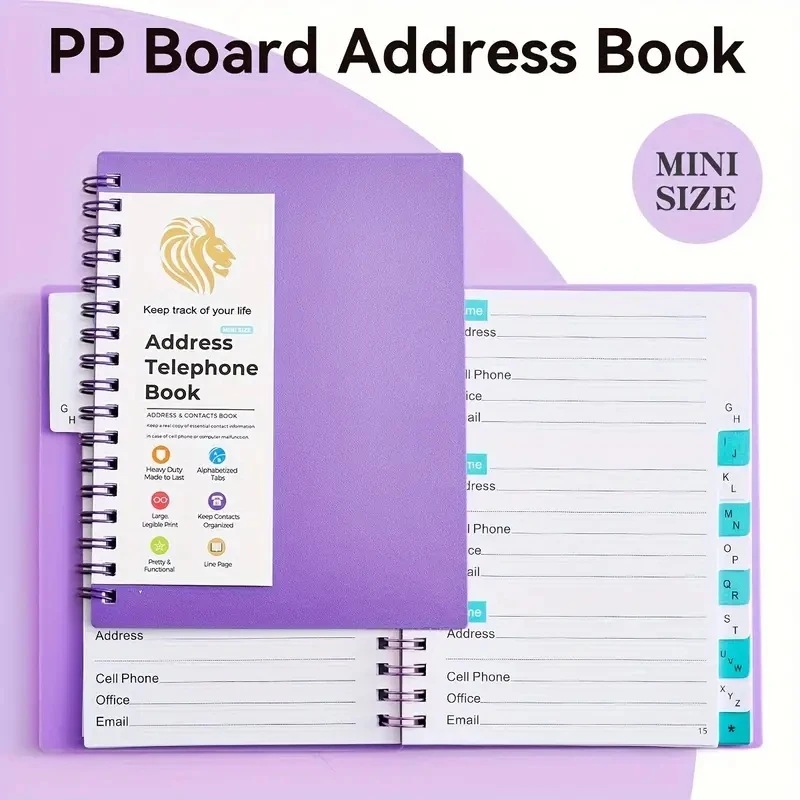 Telephone Address & Birthday Book with Tabs Notebook Purple Notepad Notebooks Writing Pads Office School Supplies