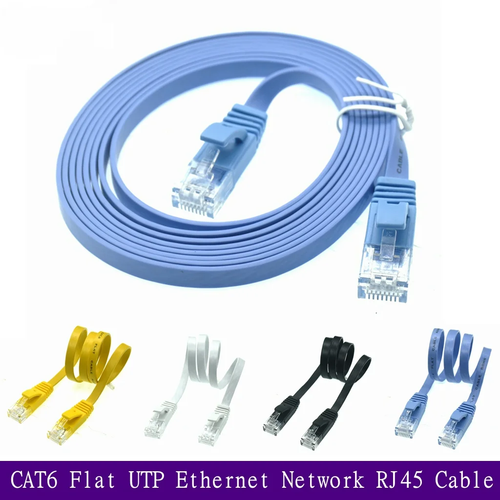 Flat CAT6 Ethernet Network Cable - Versatile Lengths & Colors Available