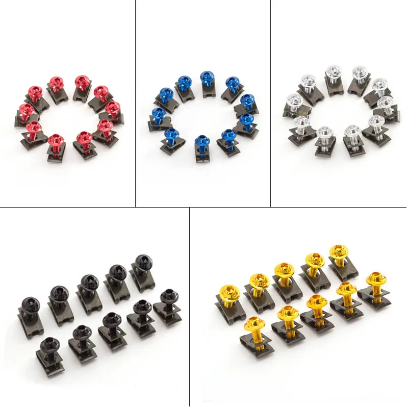 

10pcs 5MM CNC Fairing Bolts Fastener Clips Screw Spring Nuts Screw For Yamaha YZF R1 R3 R6 R7 R25 R15 MT-07 MT09 XSR700 XSR 900