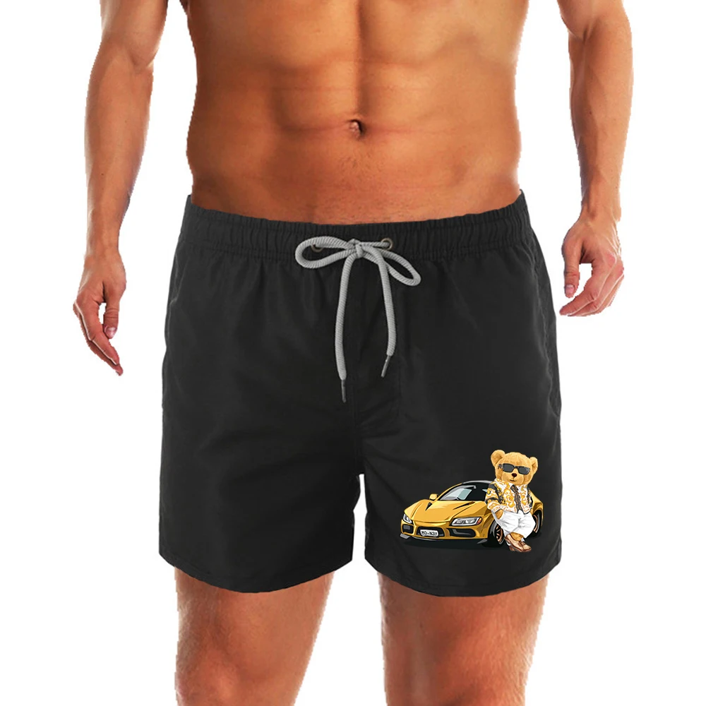 

2023 Fashion Summer Men's Swim Shorts Driver Teddy Bear Print Swimsuit Swimming Trunks Sexy Beach Shorts Couple Cool Clothing