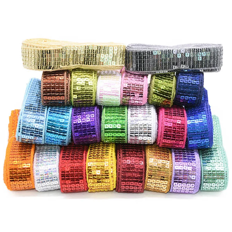 10 Yard Glitter Sequin Ribbon DIY Hairbows Accessories Apparel Sewing Fabric DIY Handmade Material Home Decor