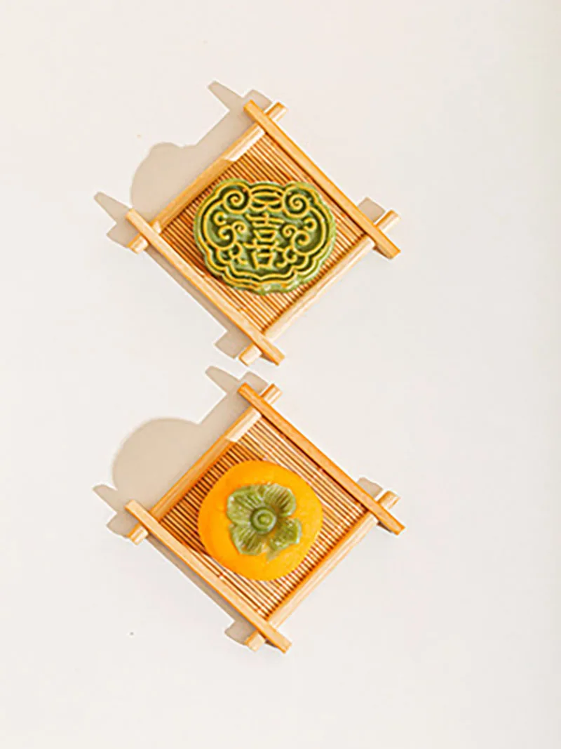 Small Bamboo Wood Woven Tableware, Home Dining Dish, Dessert Plates, Photo Props, Wedding Party Supply Decor