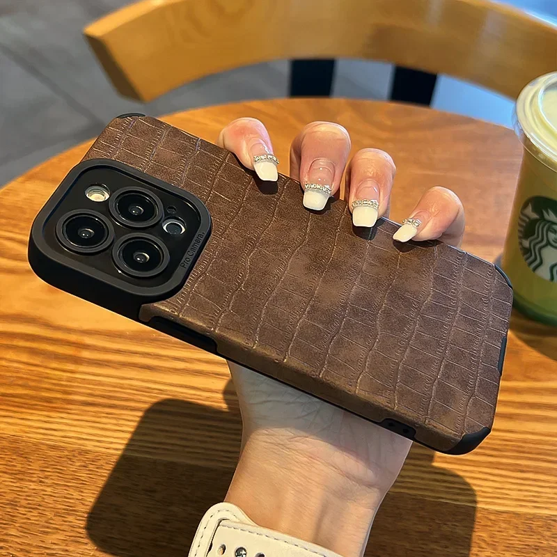 thumbnail image 1 of Para funda de teléfono iPhone 16 15 14 12 11 13 Pro 15Pro 16Pro Max mini X XS Max XR SE2 SE 2022 7 8 Plus Funda de piel de cocodrilo, 1 of 5