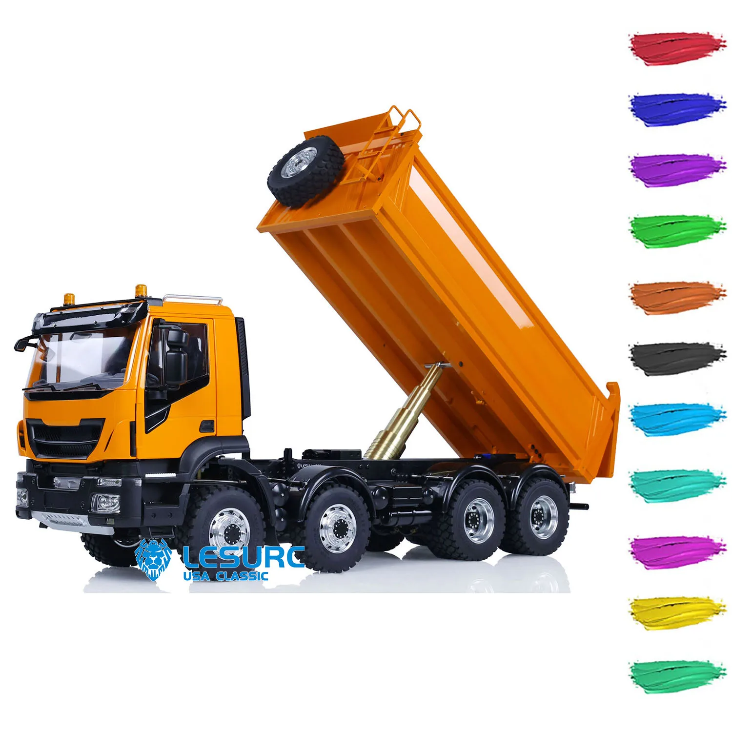 8 X8 Lesu 1/14 Rc Dumper Idraulico Auto Sistemi Audio Leggeri Telecomando Ribaltabile Dumper Giocattolo Dipinto Regalo Per Ragazzi Thzh1711