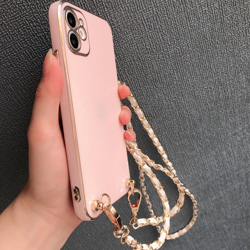 Luxury Plating Leather Crossbody Lanyard Necklace Cord Strap Chain Case For Samsung Galaxy A14 A24 4G A34 A54 5G A04 A04E Cover