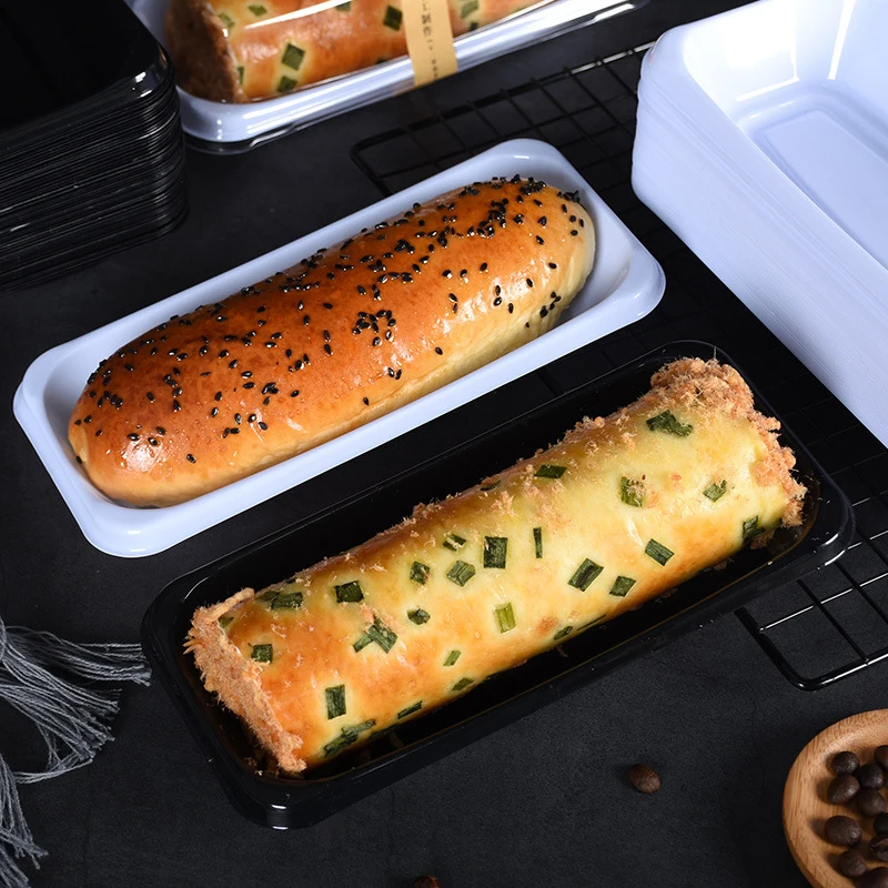 50pcs Plastic Roll Cake Boxes with Clear Lid, Disposable Dessert Containers for Hot Dog... - SKU PRCB2013 - UGI Packaging