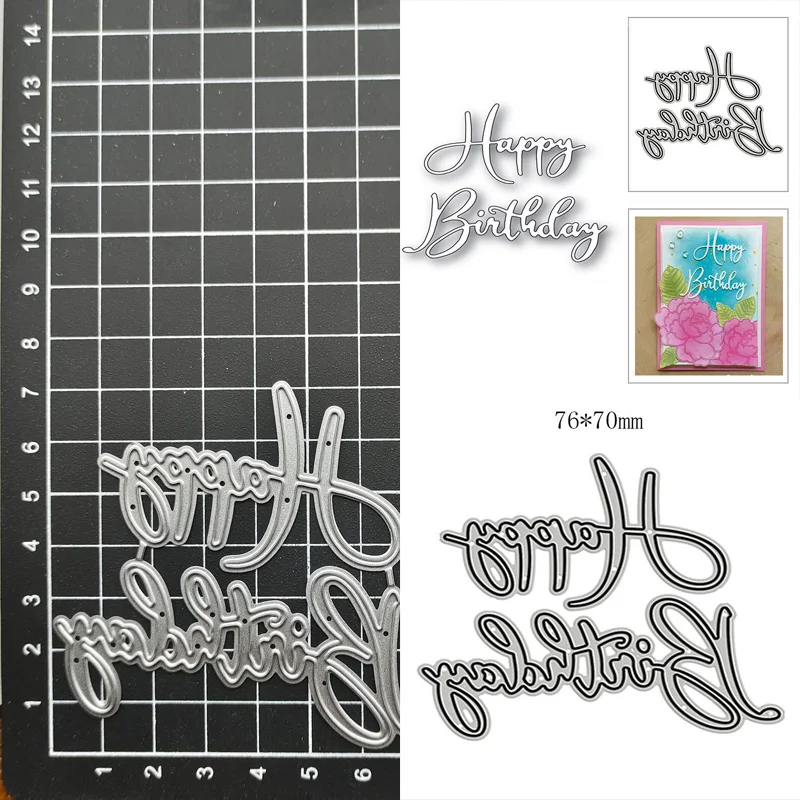 

Happy Birthday Word Metal Cutting Dies Stencil Scrapbooking Diy Album Stamp Paper Card Embossing Decor Craft Knife Mould