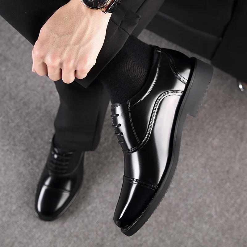 Man Split Leather Shoes Rubber Sole Size 36-45 48 Man Business Office Male Dress