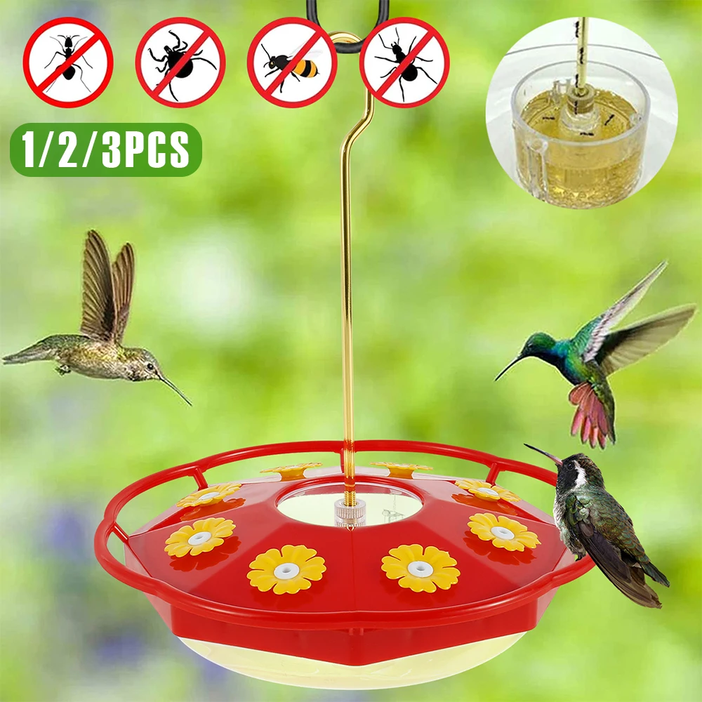 Bird Feeder Parrot Feeder 1/3Pcs Hanging Hummingbird Feeder Floral Shape 8 Feeding Ports Ant and Bee Proof for Home Garden