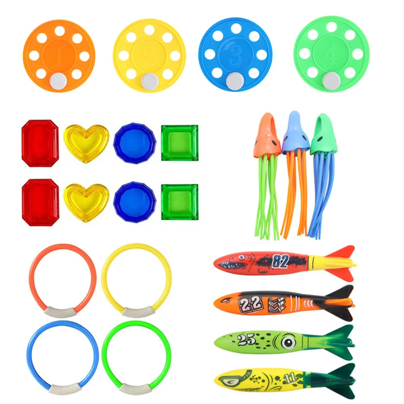 Children Diving Toys Summer Swimming Pool Outdoors Sports Water Playing Toy Set Beach Toys Diving Fish Seaweed Kids Gifts TMZ 3