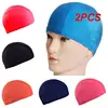 2PCS Free Size Swimming Caps For Men Women Elastic Nylon Ear Protection Long Hair Swimming Pool Hat Ultrathin Bathing Caps 1