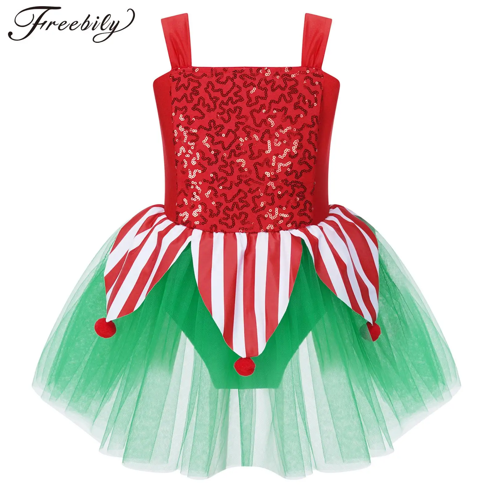 

Kids Girls Christmas Cute Princess Dress Ballet Dance Gymnastics Leotrad Tutu Xmas Theme Party Halloween Circus Cosplay Costume