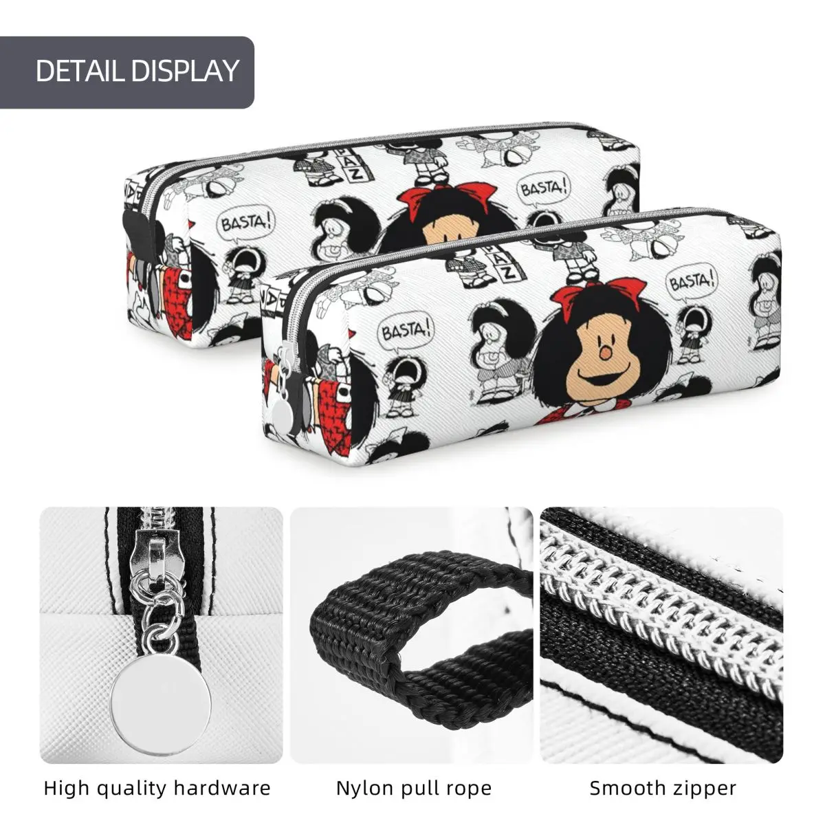 Mafalda Comics Cartoon Pencil Case Creative Pen Bag Student Large Storage School Supplies Gifts Pencil Pouch