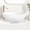1pc 16" x 13" Countertop Oval Art Basin, Above Counter Ceramic Hand Wash Basin, Bathroom Sanitary Ware Vessel Sink Bowl, White 5