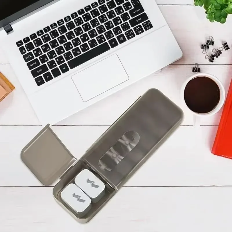 Creative Data Cable Storage Box Large Capacity Charger Cable Management Box Desktop Multi Grid Solid Color Plastic Storage Boxes