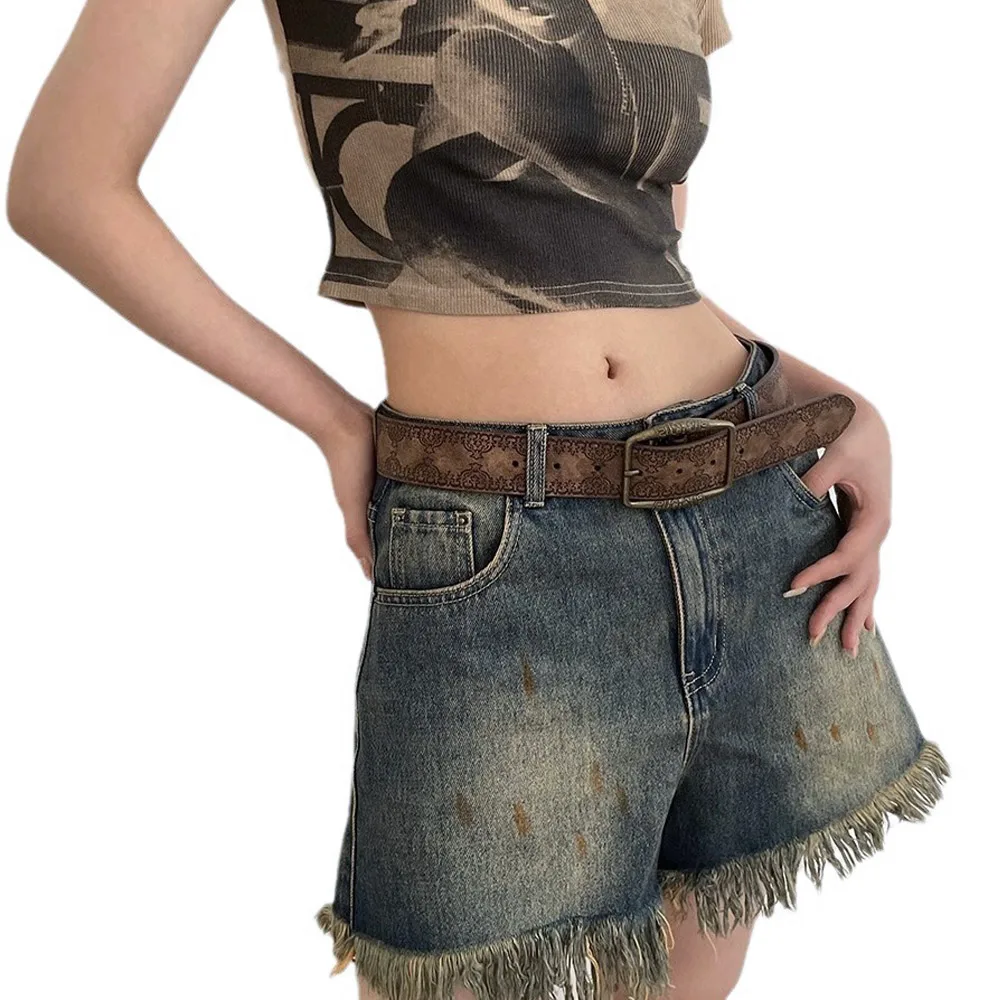Mode Y2K Retro Gürtel National Wind PU Jeans Gürtel Breite Senior Sense Braun Pin Schnalle Bund – Detail 7