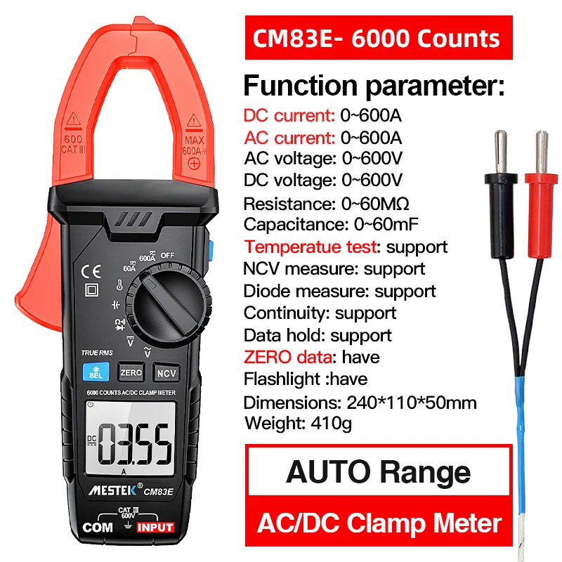 Pinza Amperometrica Aicevoos True RMS 1000A - Misuratore Corrente AC/DC Con Tensione, Temperatura E Capacità - Foto 8