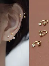  1PC Stainless Steel Fashion Crystal CZ Hoop Women Tragus Cartilage Helix Studs Earrings Conch Rook Daith Lobe Piercing Jewelry 