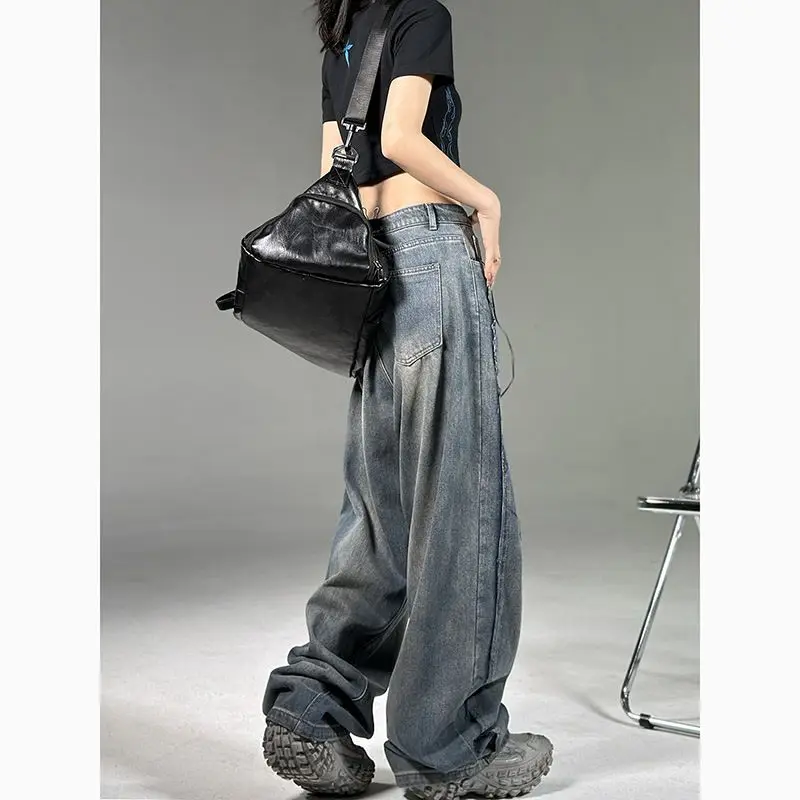 Hip Hop American Spring and Autumn Street Men and Women Retro Wide Leg Jeans Trendy Loose High end Design Casual Pants y2k