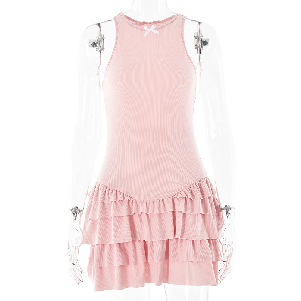 JULISSA MO Casual Y2k Ruffles Women Dress Black Spaghetti Strap Mini Dress Female Summer Slim Elegant Outdoor Sporty Streetwear