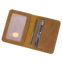 Premium Genuine Leather RFID Blocking Card Holder & Clutch Wallet - Sleek & Stylish Design (Design2 - Yellow Brown)