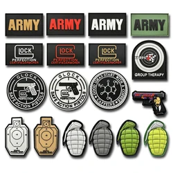 lock Shooting Grenade Patches high quality PVC luminous rubber Military Tactics Badge Hook Loop Armband Stick on Jacket Backpack