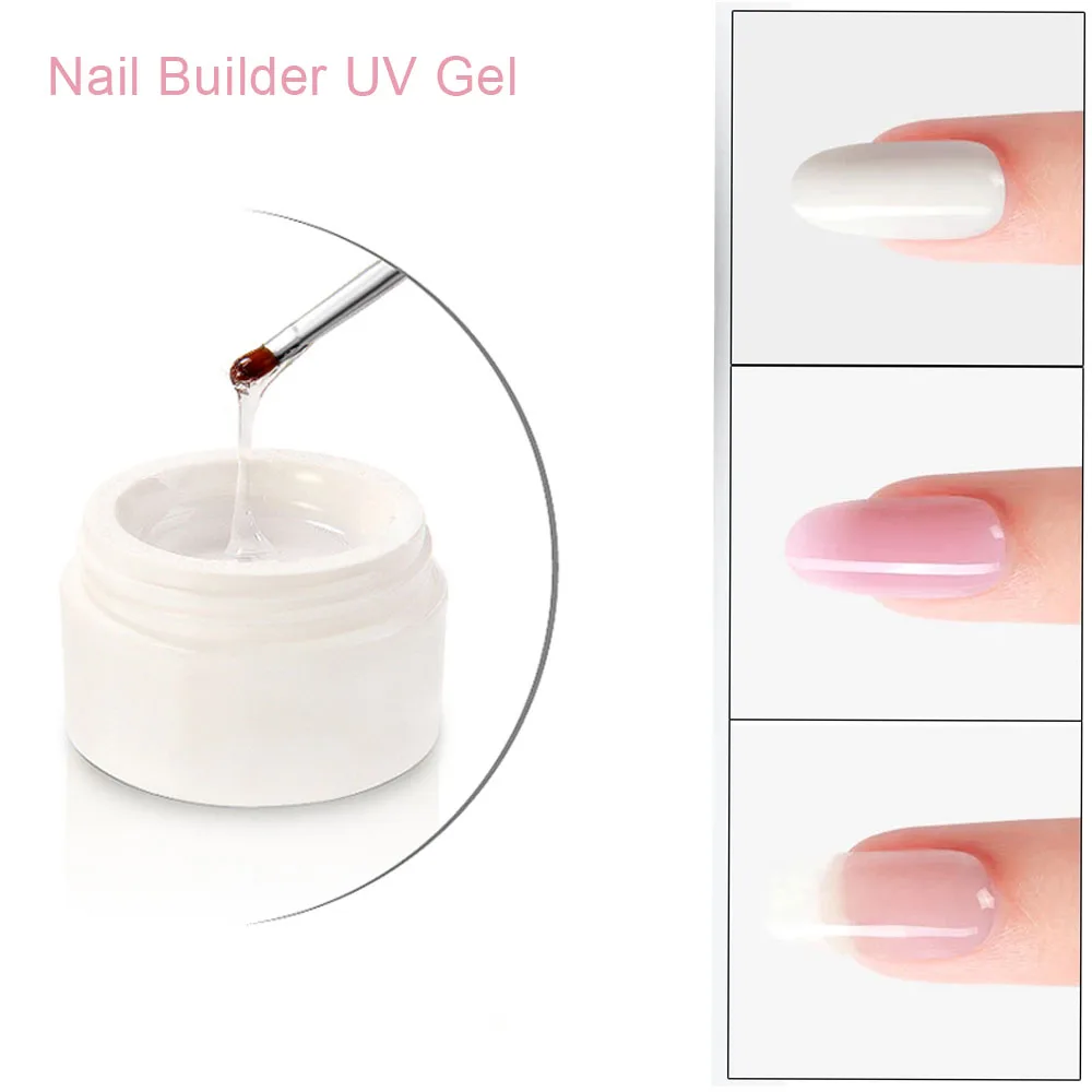 3Colors Clear UV Gel Builder Nail Tips 15ML Extension Gel Building Crystal False Nails Gels For 