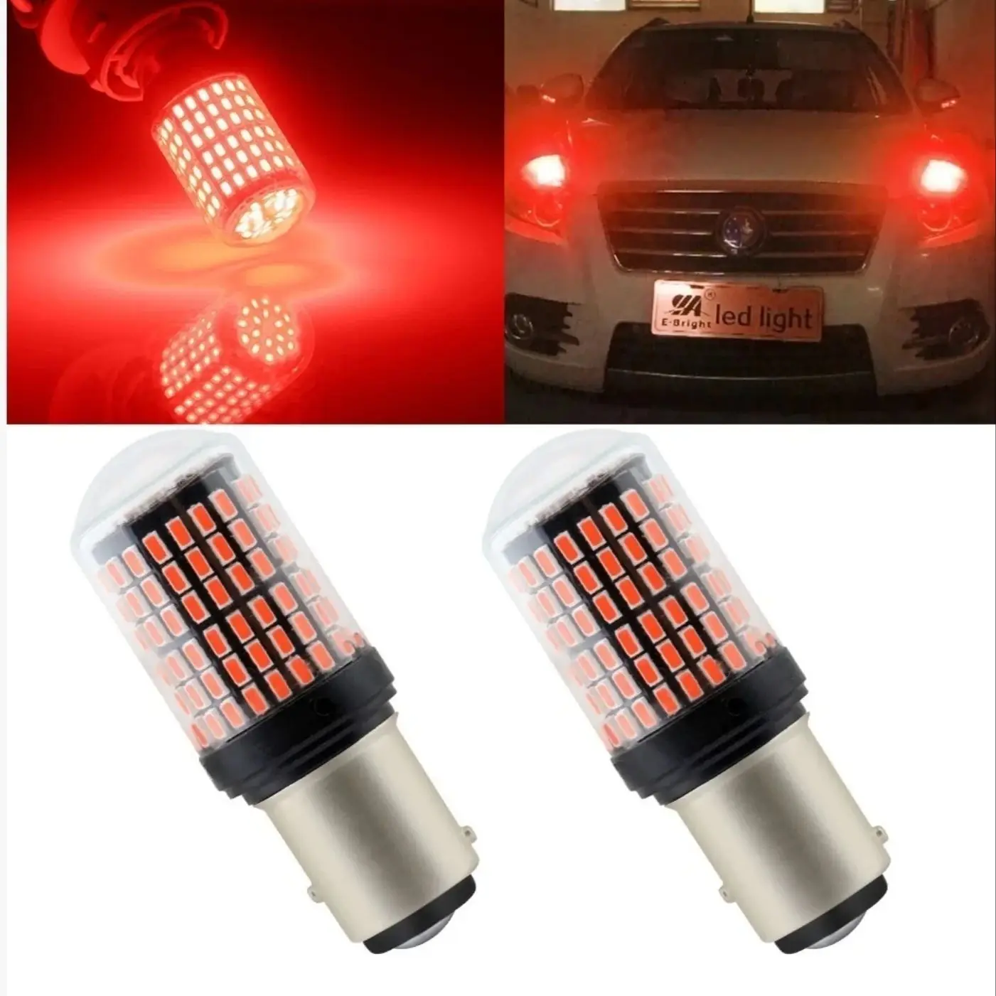 עדכון 2025 אדום P21W 1016 94 BAY15D 1157 7528 LED 3014 144SMD נורות פנס עצירה לרכב 12V